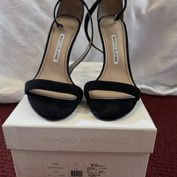 Manolo Blahnik Chaos Stiletto Sandal Black 40 - Picture 3 of 6